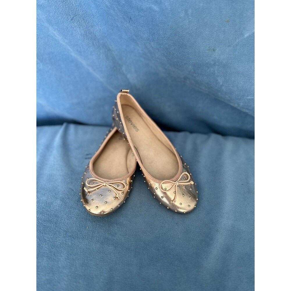 Stevie’s Girls Rose Gold Dot Design Ballet Style Flat Dress Shoe, Manmade Upper